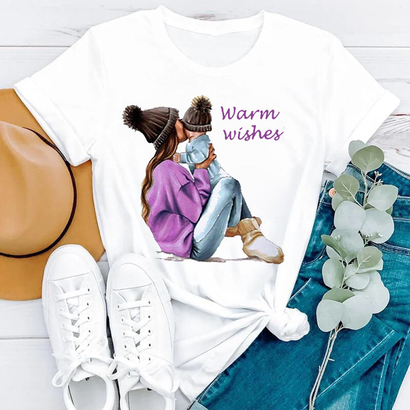 Women's Mother's Day Theme Simple Letter Large Bottoming Shirt Blouses