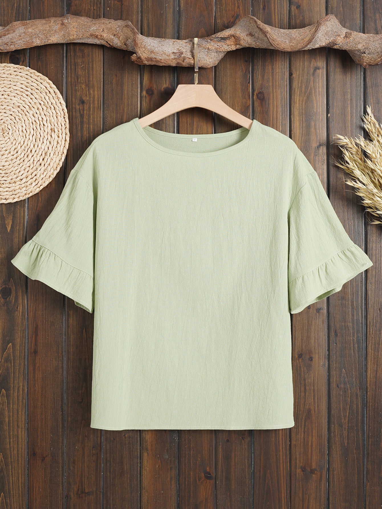 Women's Color Comfort Casual Round Neck Cotton Linen Blouses