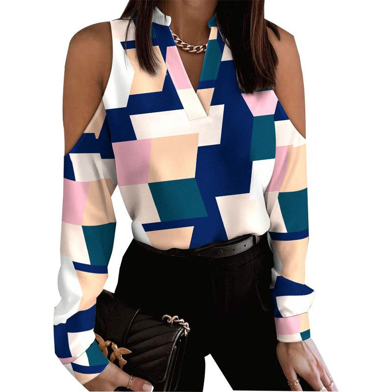 Attractive Classic Long Sleeve Printed Shirt Blouses