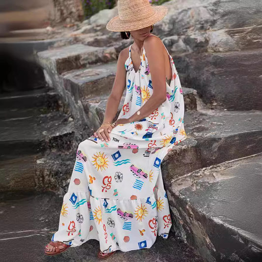 Robe ample de vacances à imprimé floral pour femmes