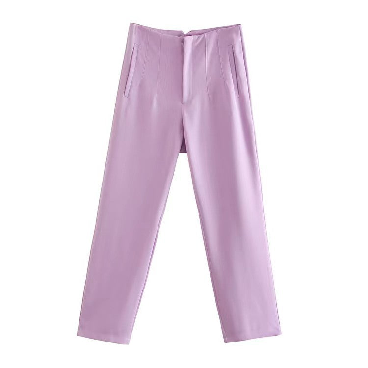 Women's Trousers Slimming Solid Color Pleating Formal Pants