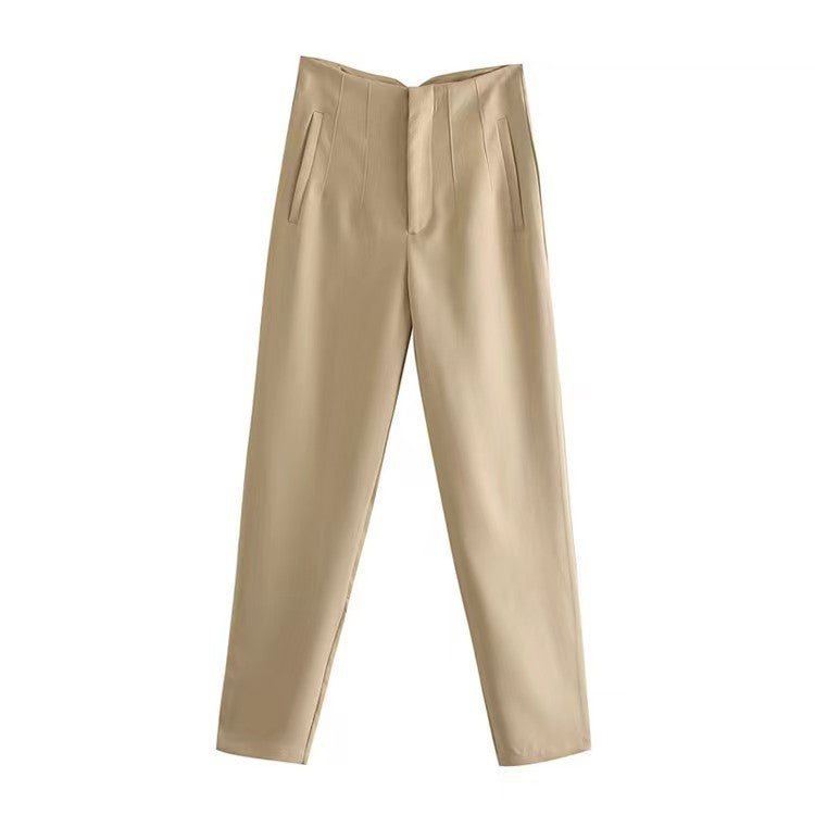 Women's Trousers Slimming Solid Color Pleating Formal Pants