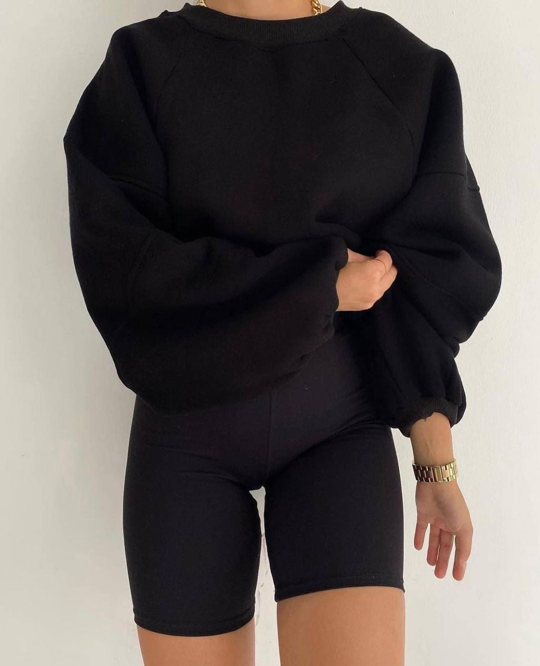 Round Neck Stitching Long Sleeve Solid Sweaters