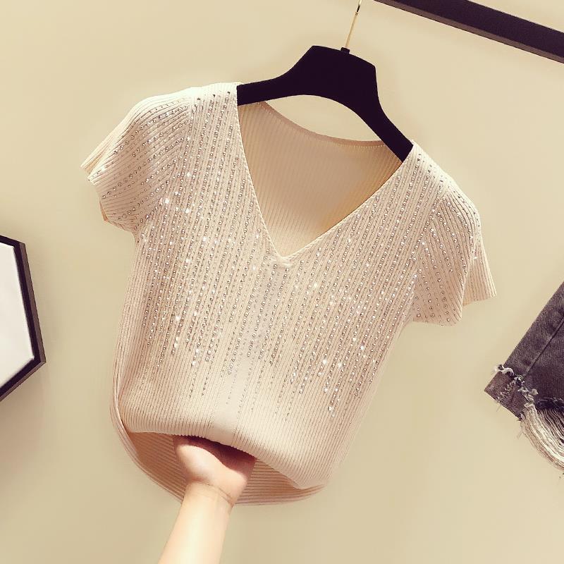 Women's Rhinestone Ice Silk Slim Fit Slimming Knitwear