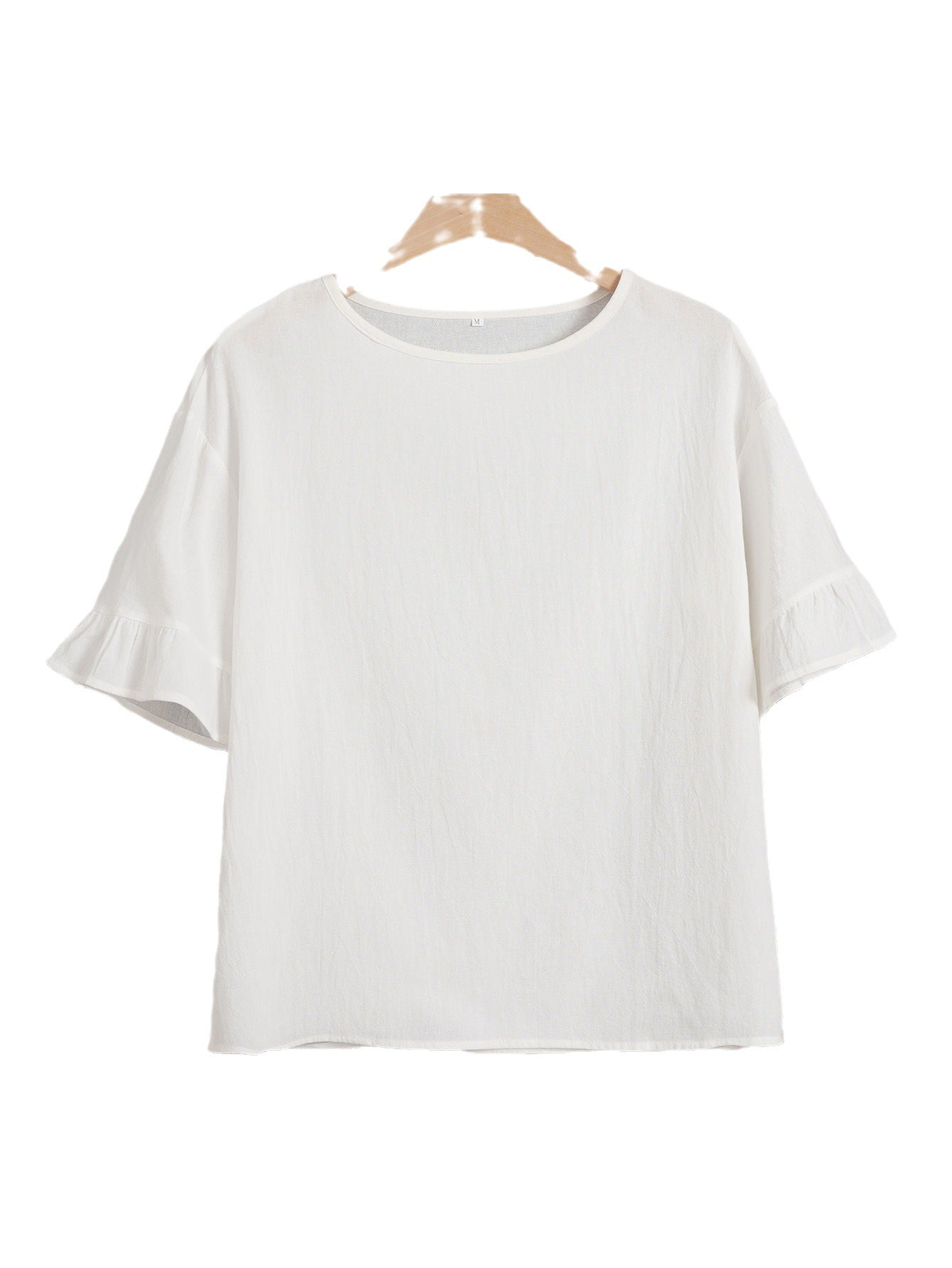 Women's Color Comfort Casual Round Neck Cotton Linen Blouses