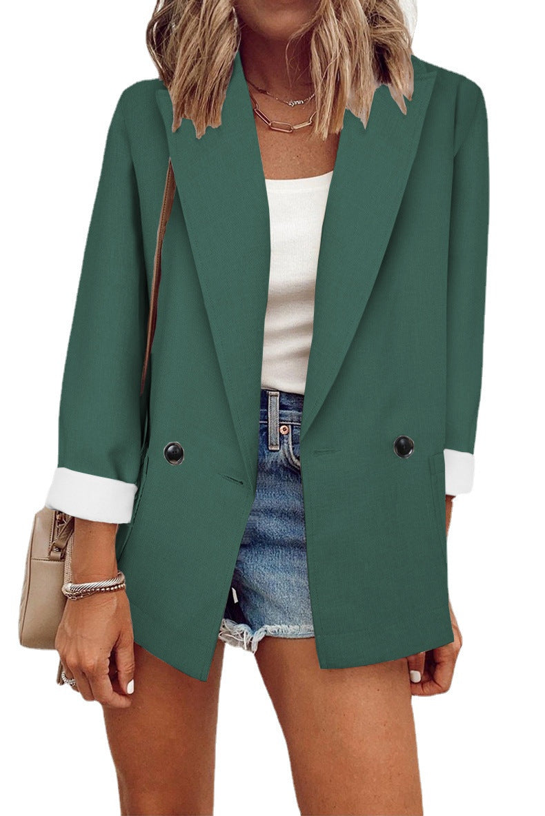 Fashion Solid Color Small Single Long Blazers