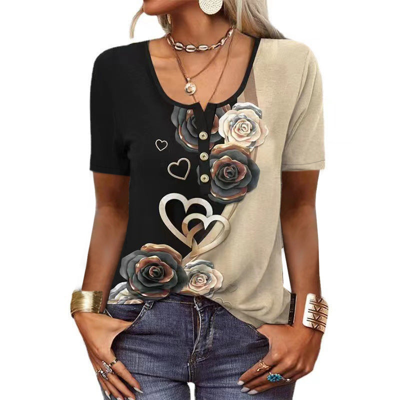 Women's Durable Charming Cool Short-sleeved Printed Blouses