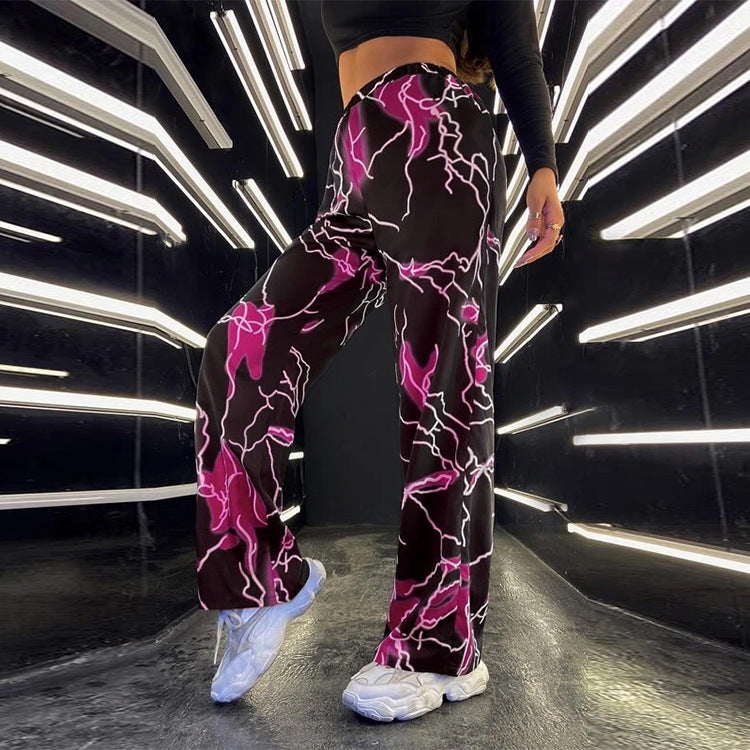 Women's Summer Sport Printed Casual Dance Straight Pants