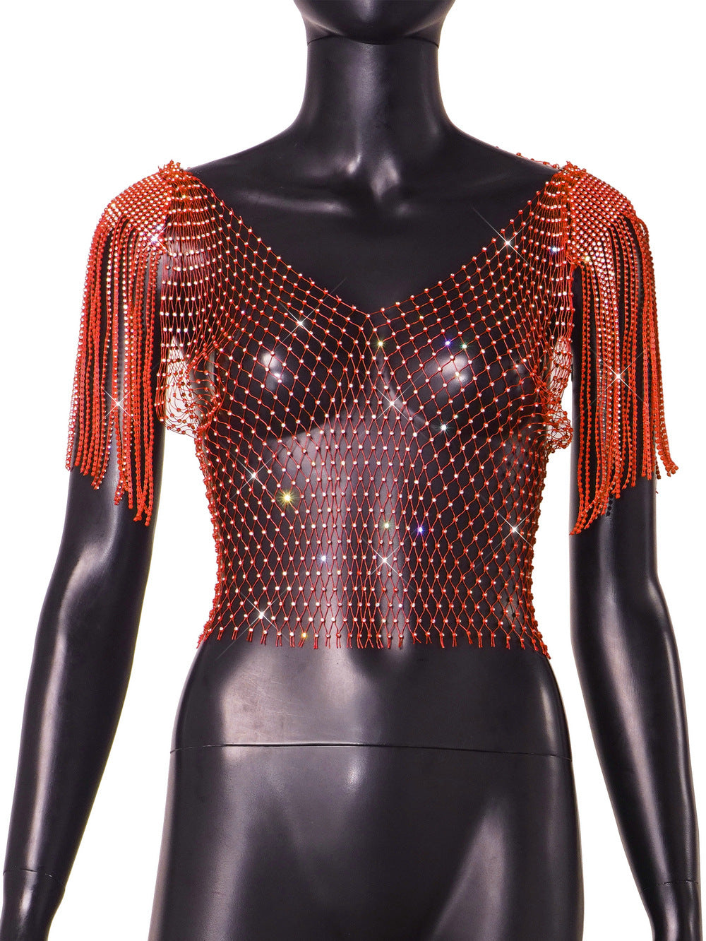 Women's Rhinestone Sexy Fishnet Summer Net Drill Blouses