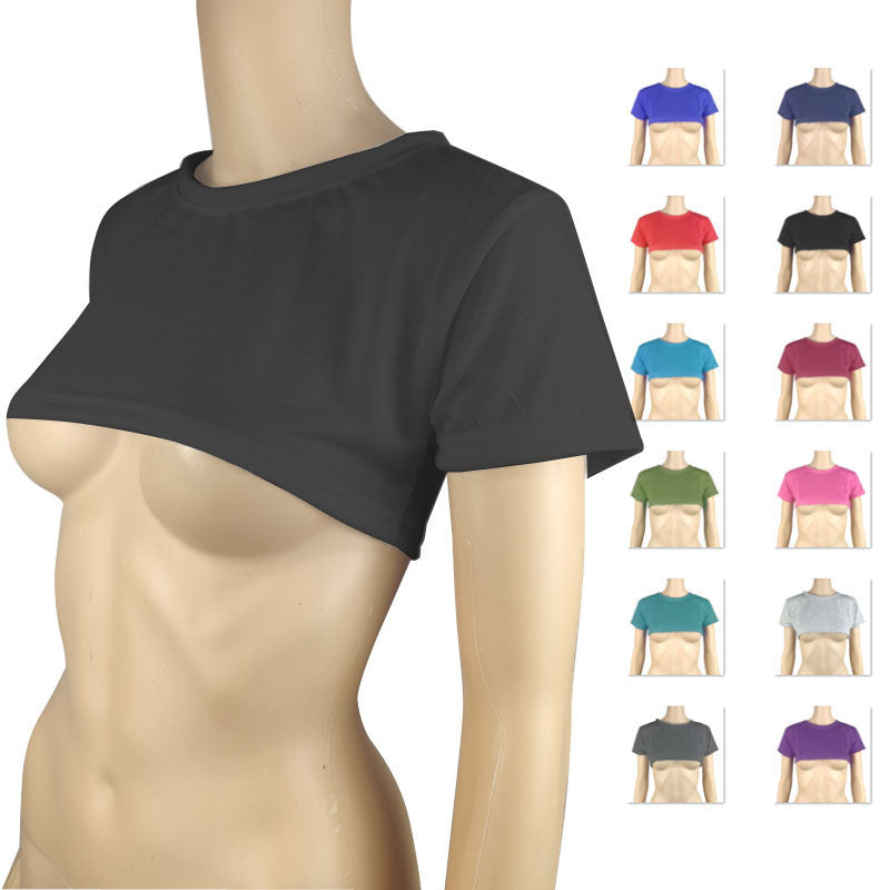 Women's Summer Sexy Casual T-shirt Short-sleeved Solid Color Black Blouses