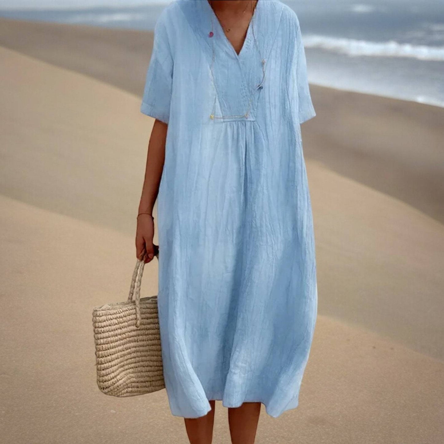 Women's Versatile Casual Solid Color Cotton Linen Dresses