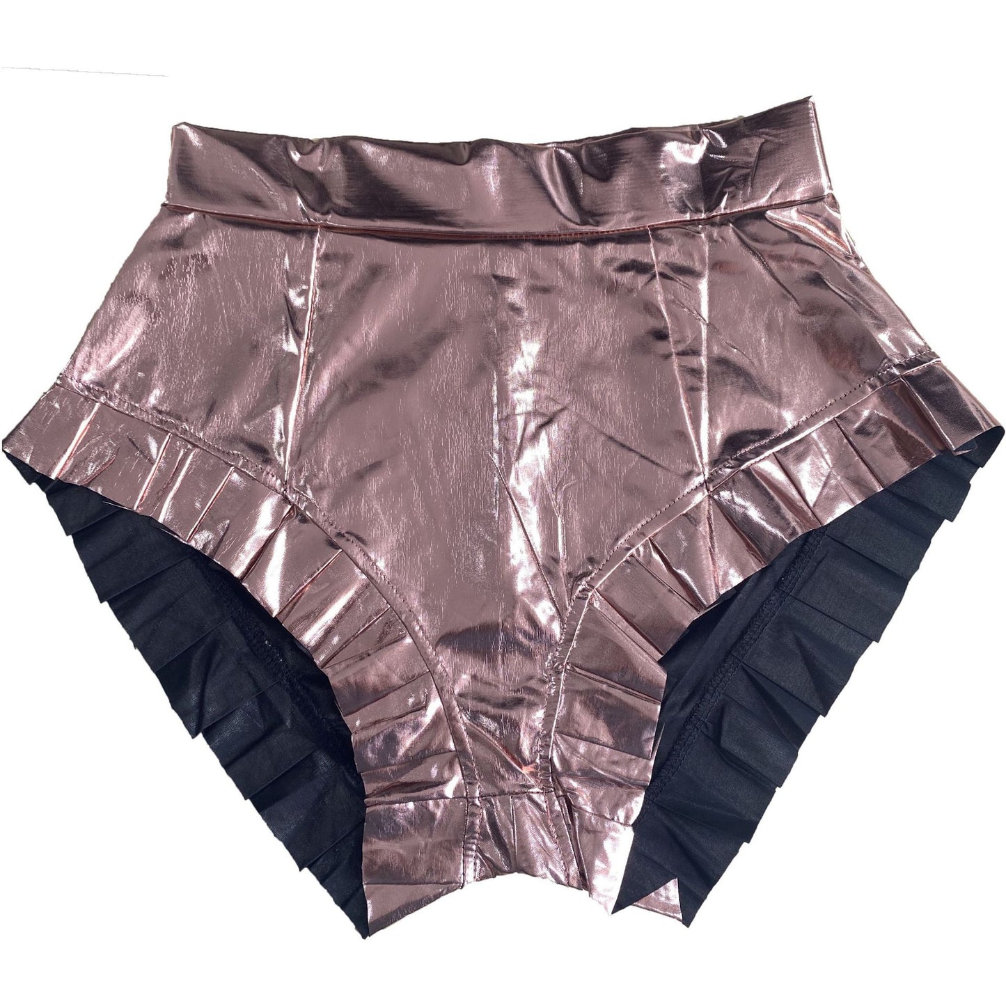 Women's Sexy Pleated Ruffled Glossy Nightclub Uniforms Shorts