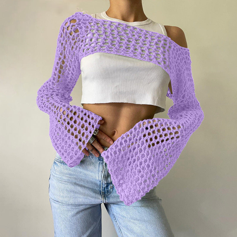 Tricots Sexy à manches cloche pour femmes, Crochet à la main, décontracté, automne