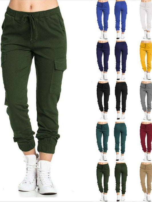 Women's Casual Elastic Waist Thin Rope Side Pants