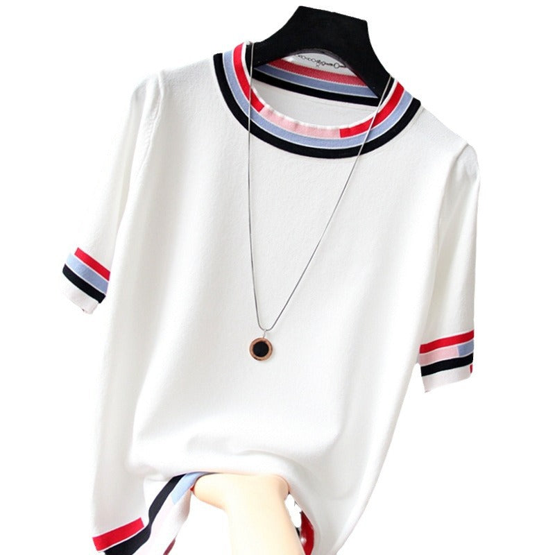 Women's White Autumn Stylish Loose Sleeve Ice Knitwear