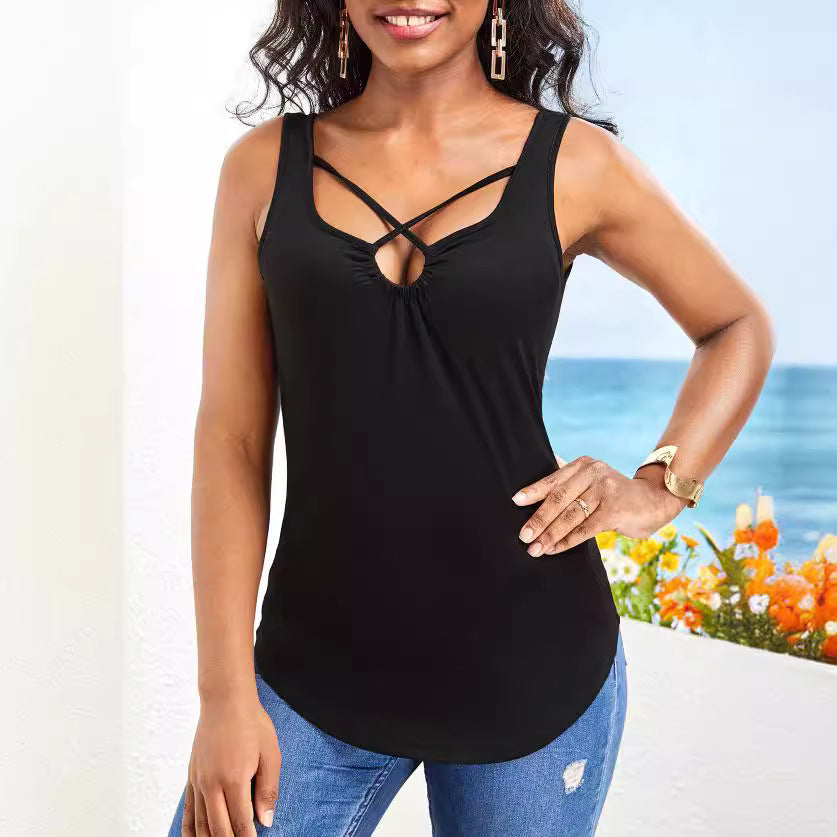 Women's Summer Sexy Hot Solid Color Sleeveless Blouses