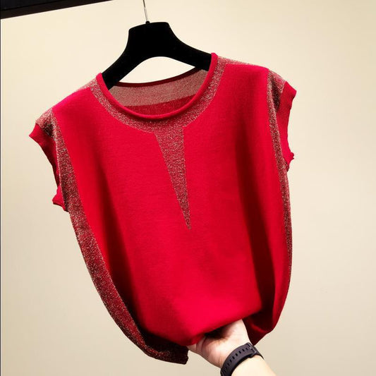 Women's Sleeve Shirt Korean Style Bright Silk Colored Knitwear