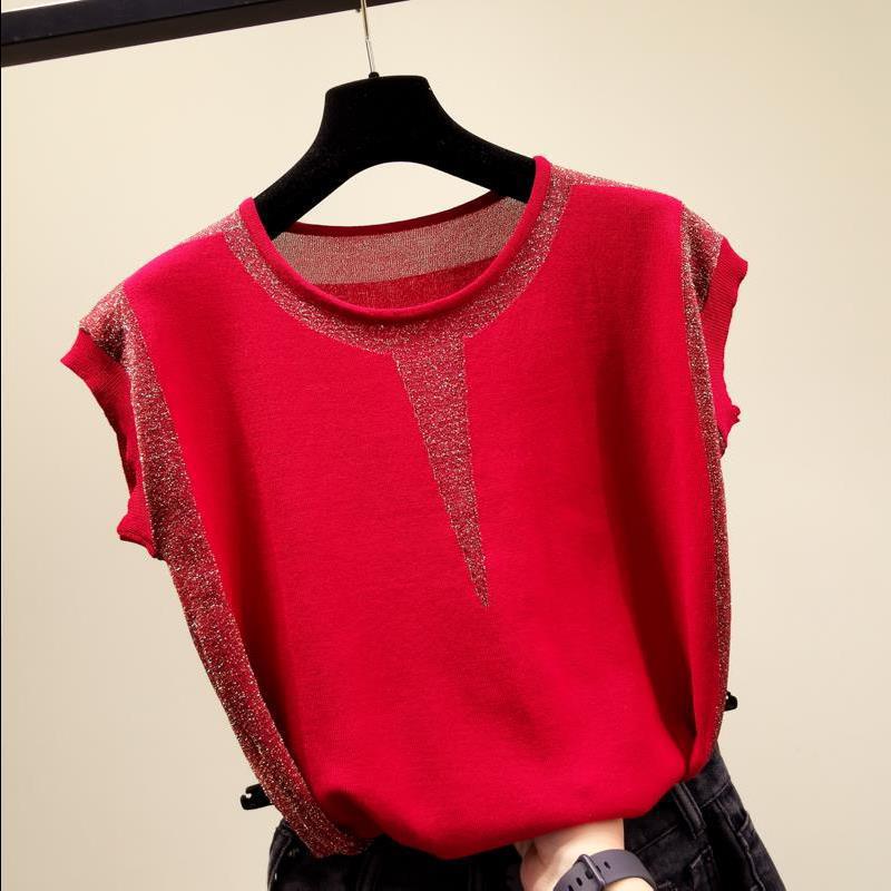 Women's Sleeve Shirt Korean Style Bright Silk Colored Knitwear