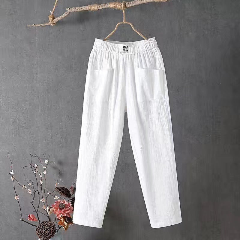 Women's Linen Summer Loose Slimming Straight Ankle-length Pants