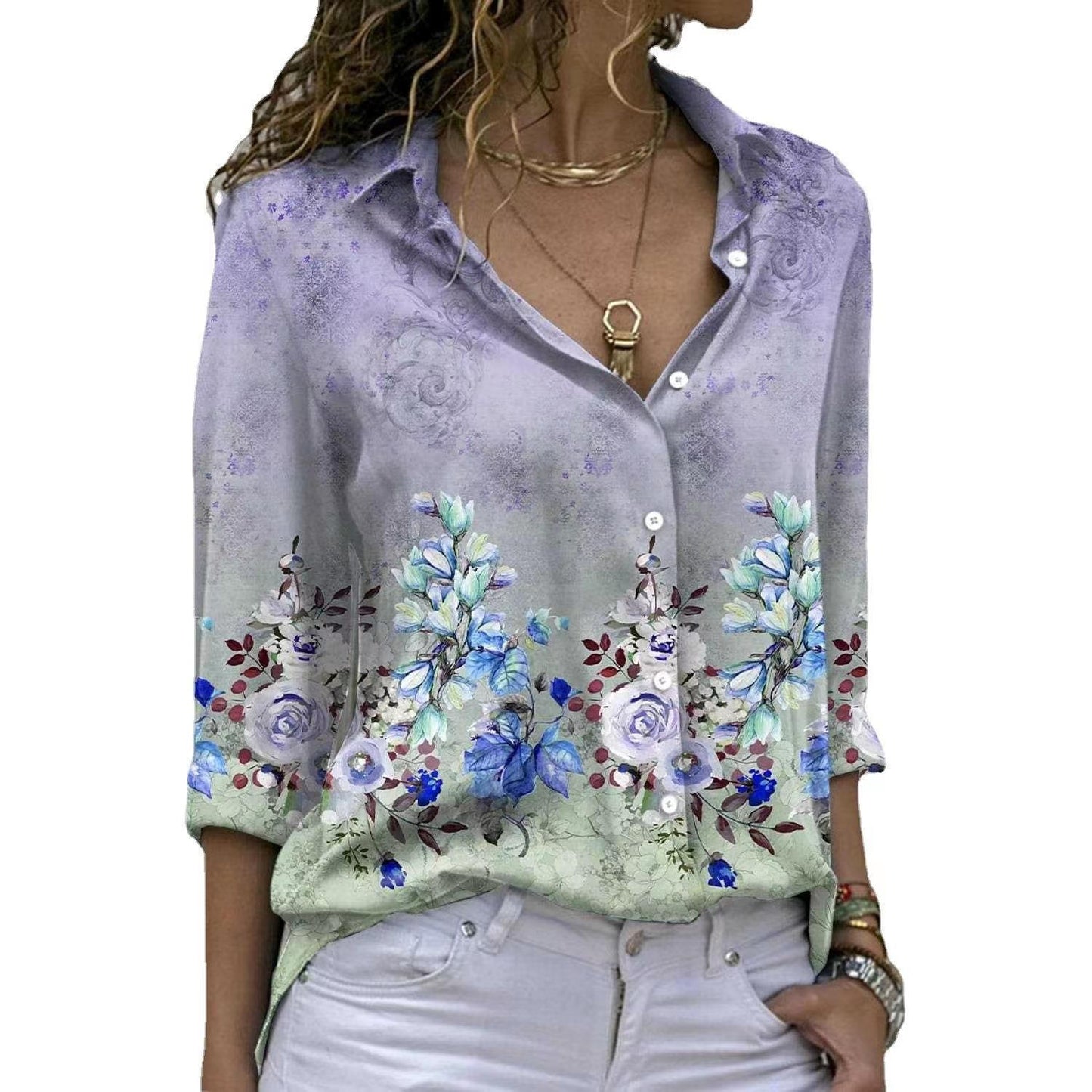 Women's Delivery Fashion Printed Wear Long Sleeve Blouses