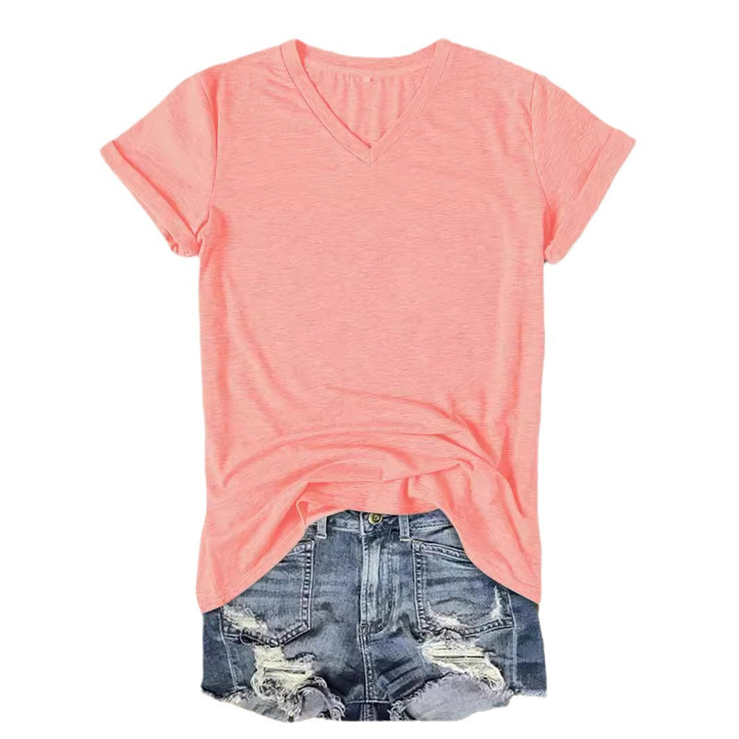 Women's Printed Summer T-shirt With Collar Stylish Blouses