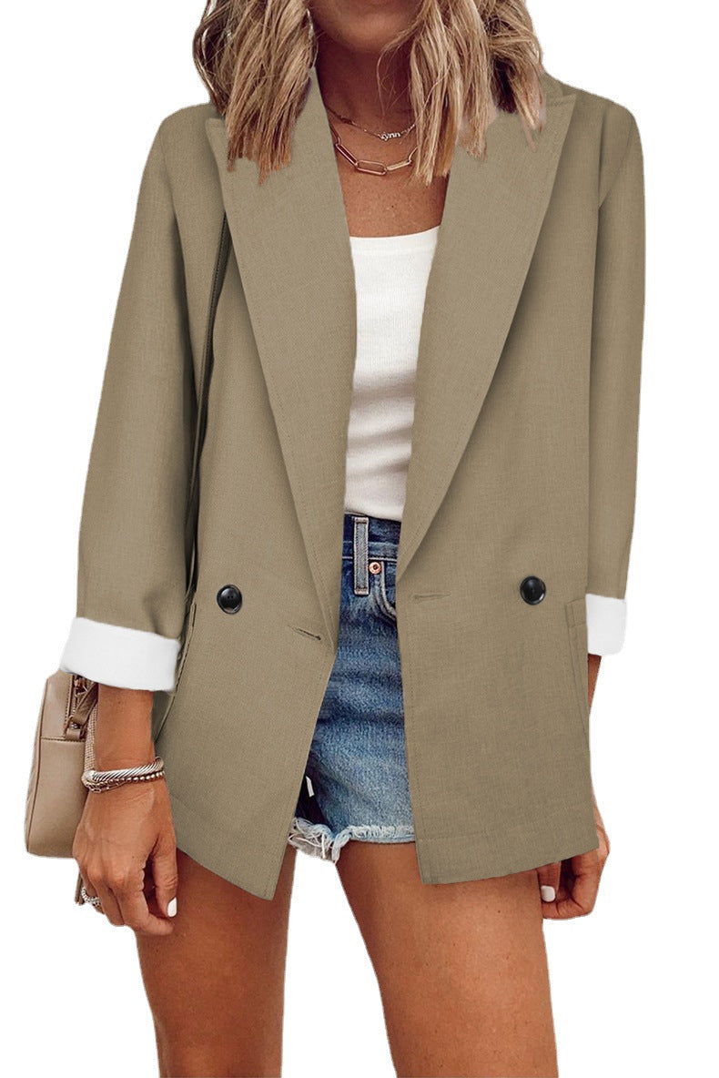 Fashion Solid Color Small Single Long Blazers