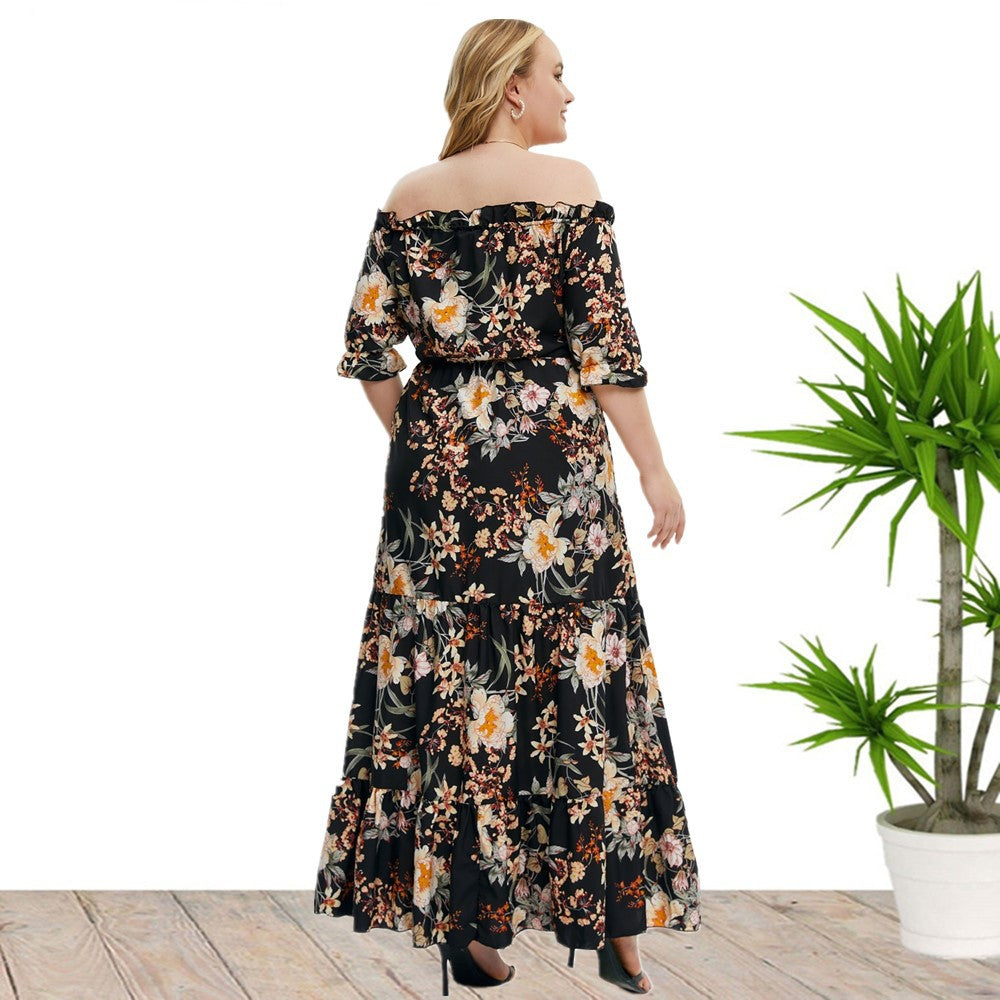 Damen Sommer Fett Bohemian Große Kleid Kleider