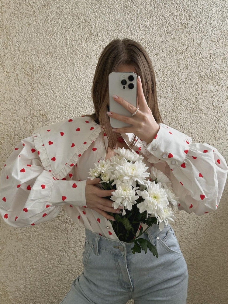 Printing Shirt Summer Red Printed Peter Blouses