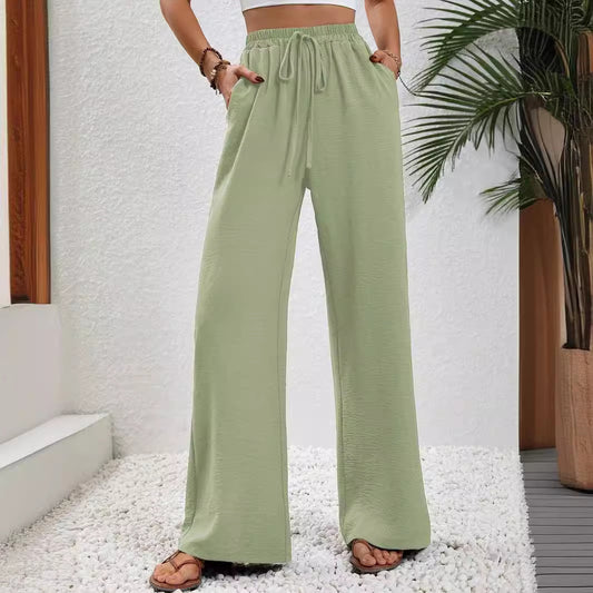 Women's Loose Solid Color Mop Wide Leg Pants