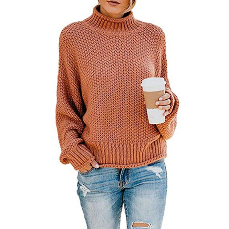 Women's Turtleneck Loose Solid Color Commuting Wear Sweaters