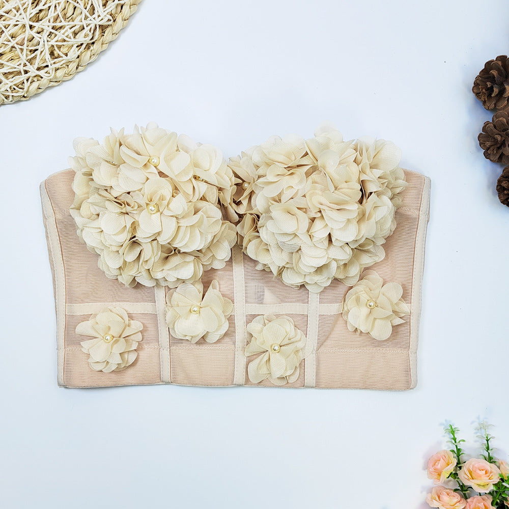 Fleur de fronde en arête de poisson avec hauts extérieurs de coussin de poitrine