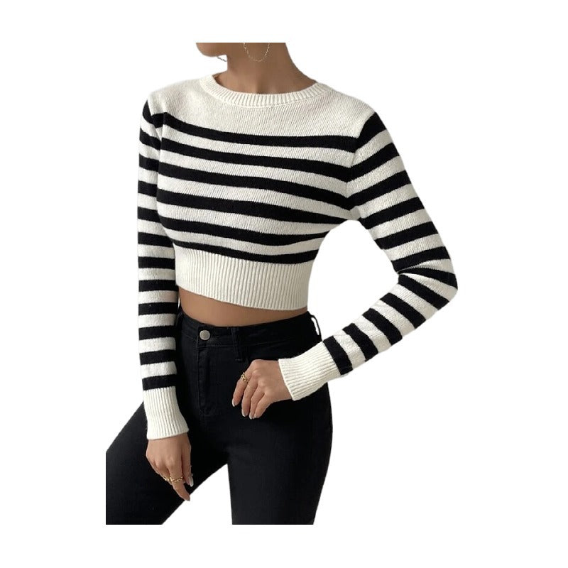 Women's Spring Striped Style Inner Wear Outer Knitwear