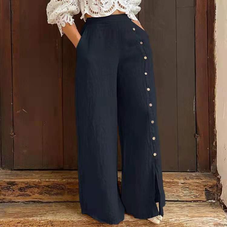 Pantalon large taille haute pantalon ample