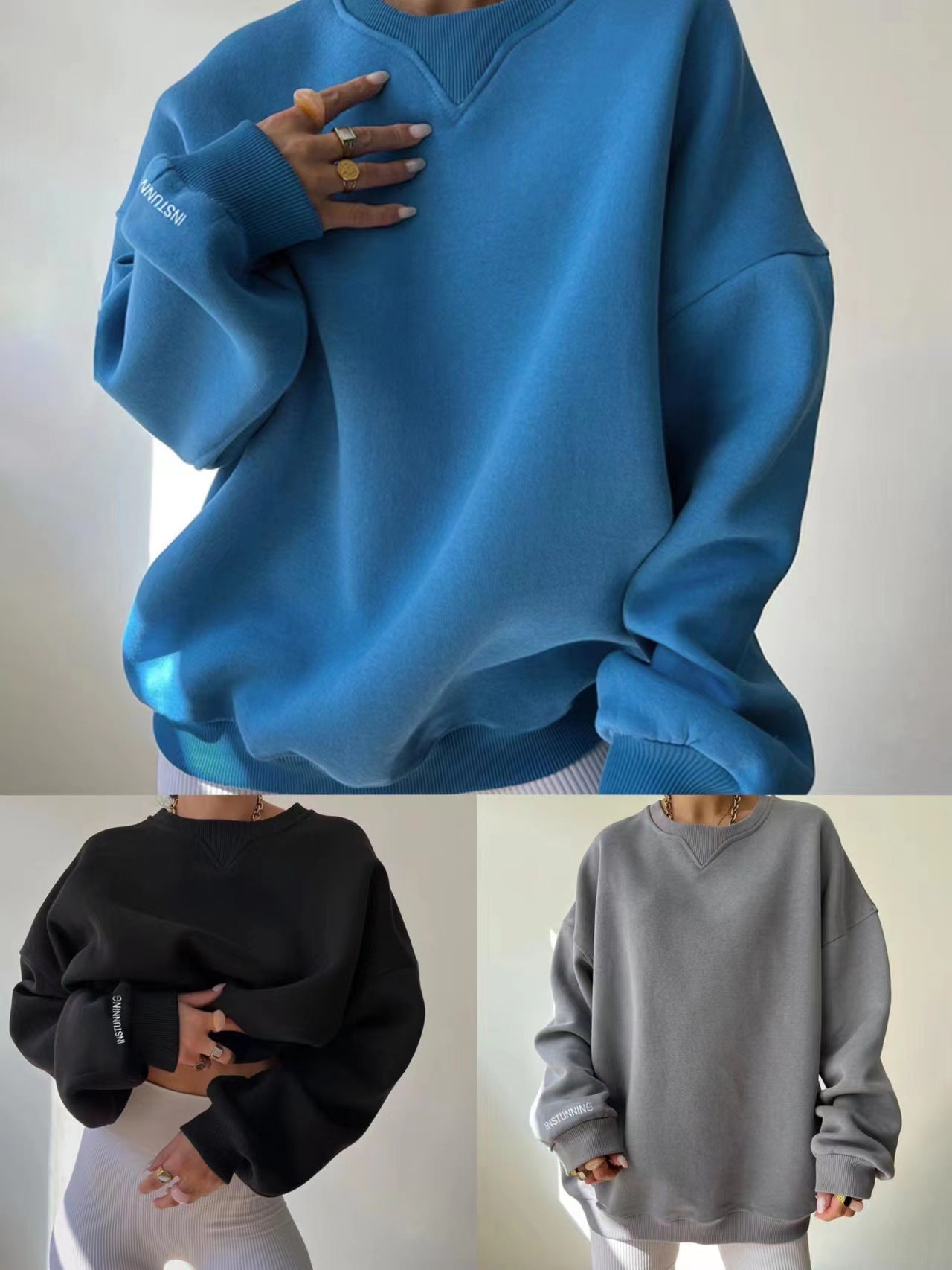 Women's Knitted Round Neck Loose Long Sleeves Spring Sweaters