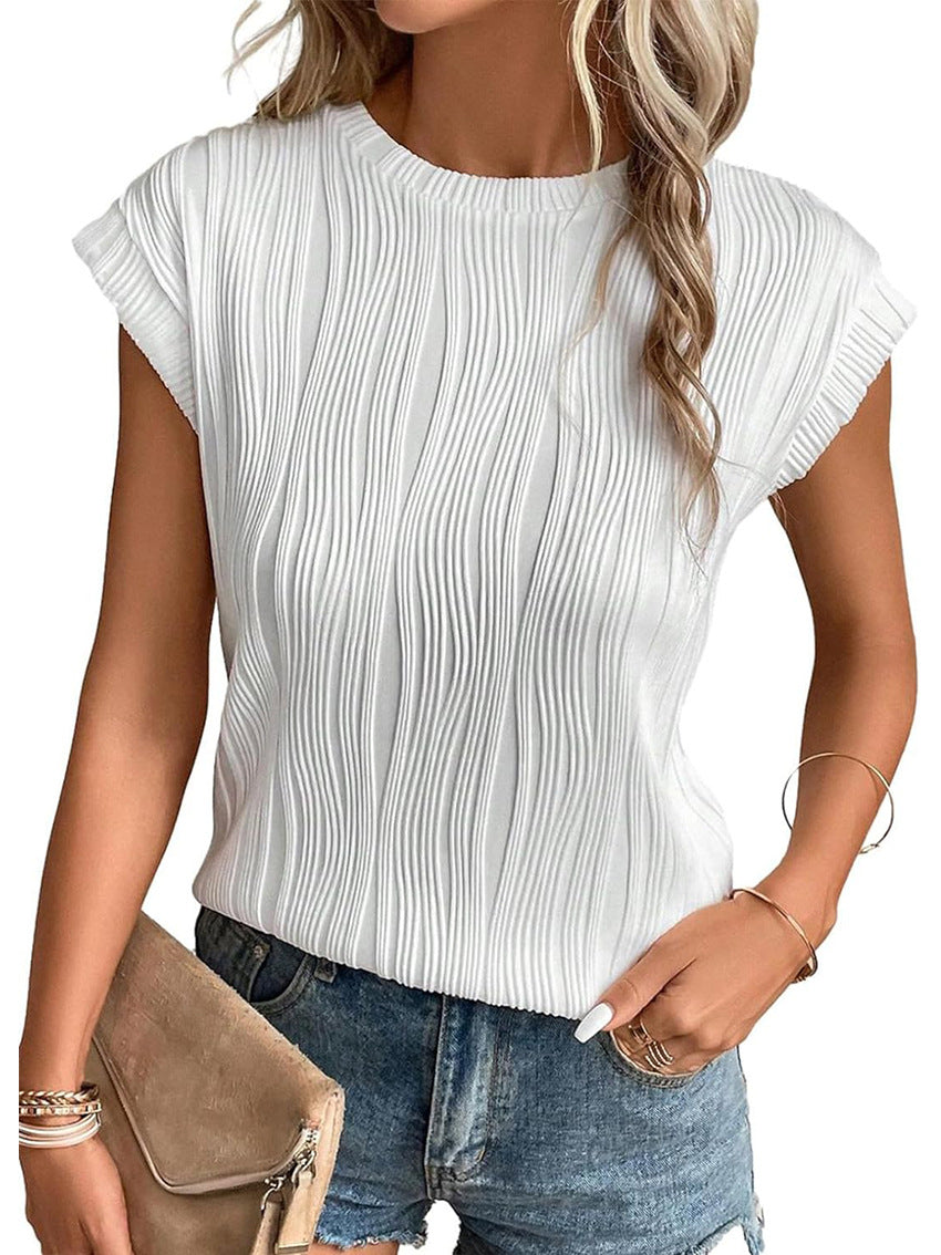 Women's Neck Super Sleeve Solid Color Summer Blouses