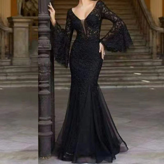 Sexy Slim Fishtail Long Banquet Female Dresses