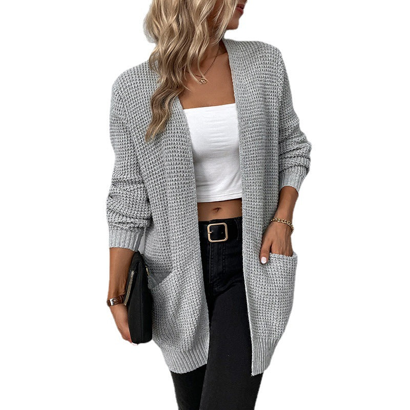 Beautiful Women's Knitted Solid Color Pocket Cardigans