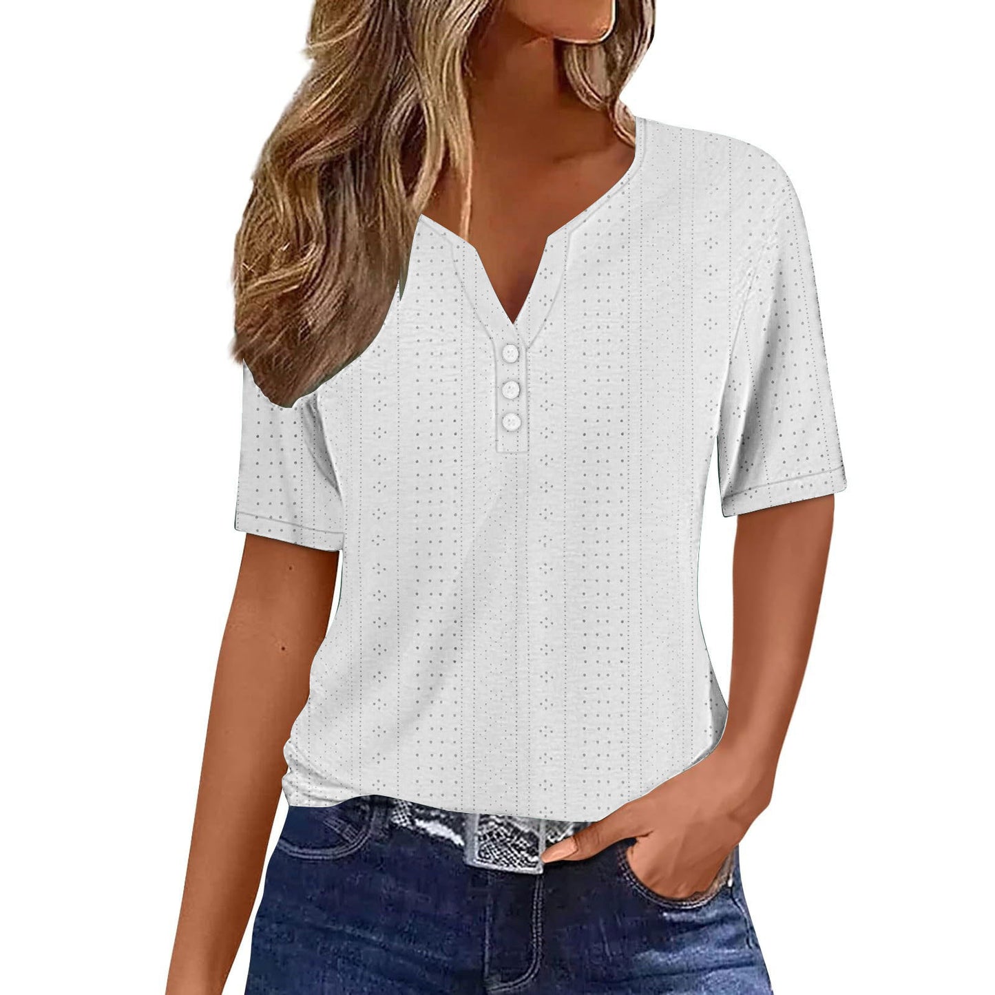 Women's Style Fashion Casual Loose Comfortable Jacquard Hollow Blouses