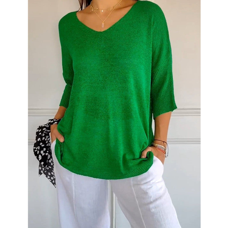 Women's Casual Basic Style Slimming Sleeve Solid Sweaters