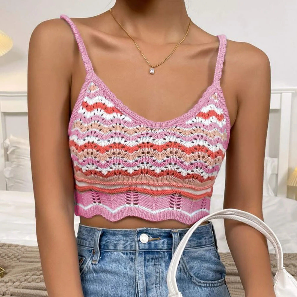 Damen Sommer Heiße rückenfreie Strand Neckholder Stricktops