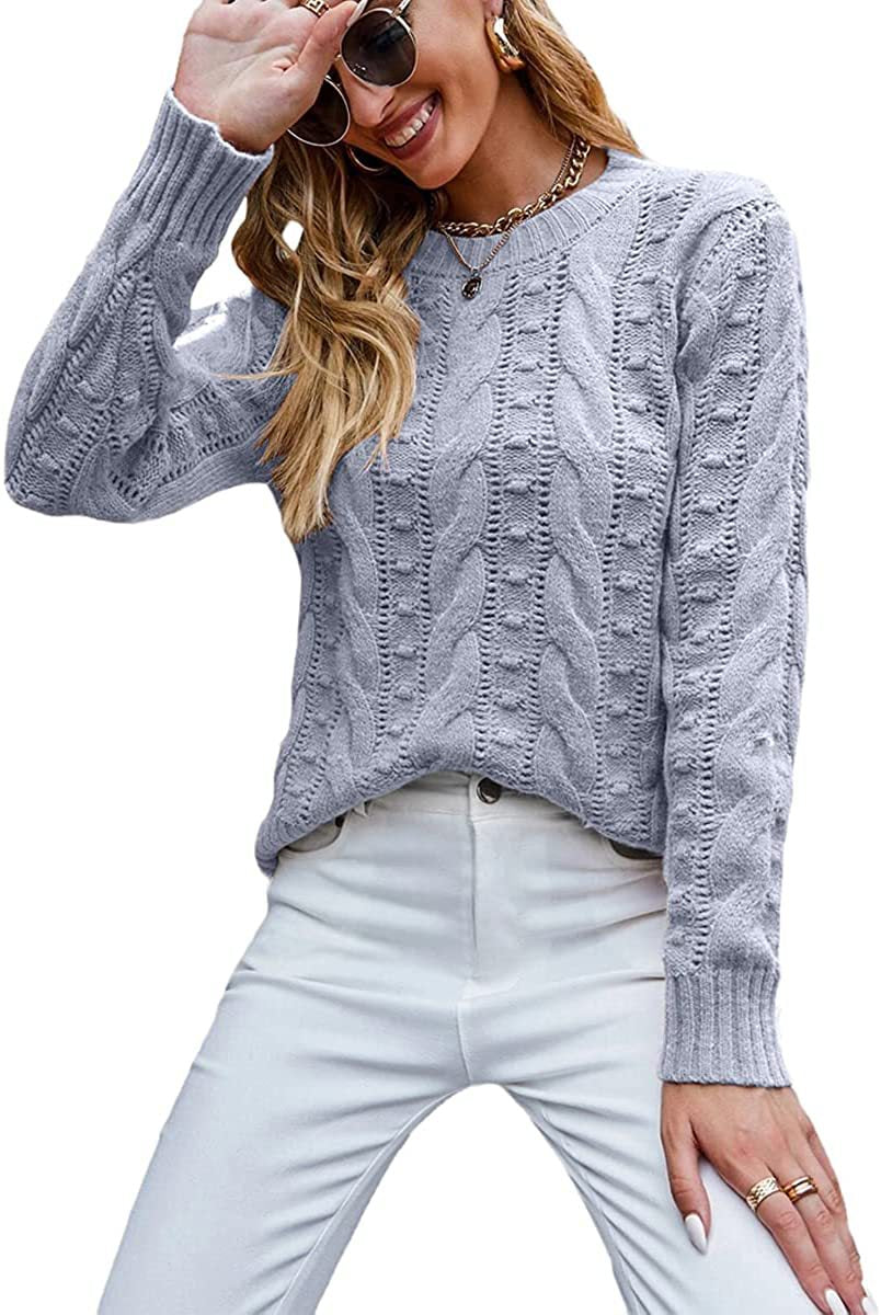 Beautiful Women's Long Sleeve Cable-knit Pullover Sweaters