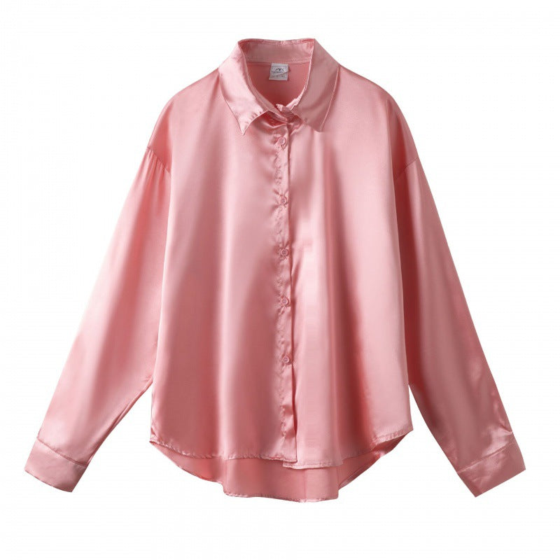 Women's Satin Shirt Minority Retro Style Design Blouses