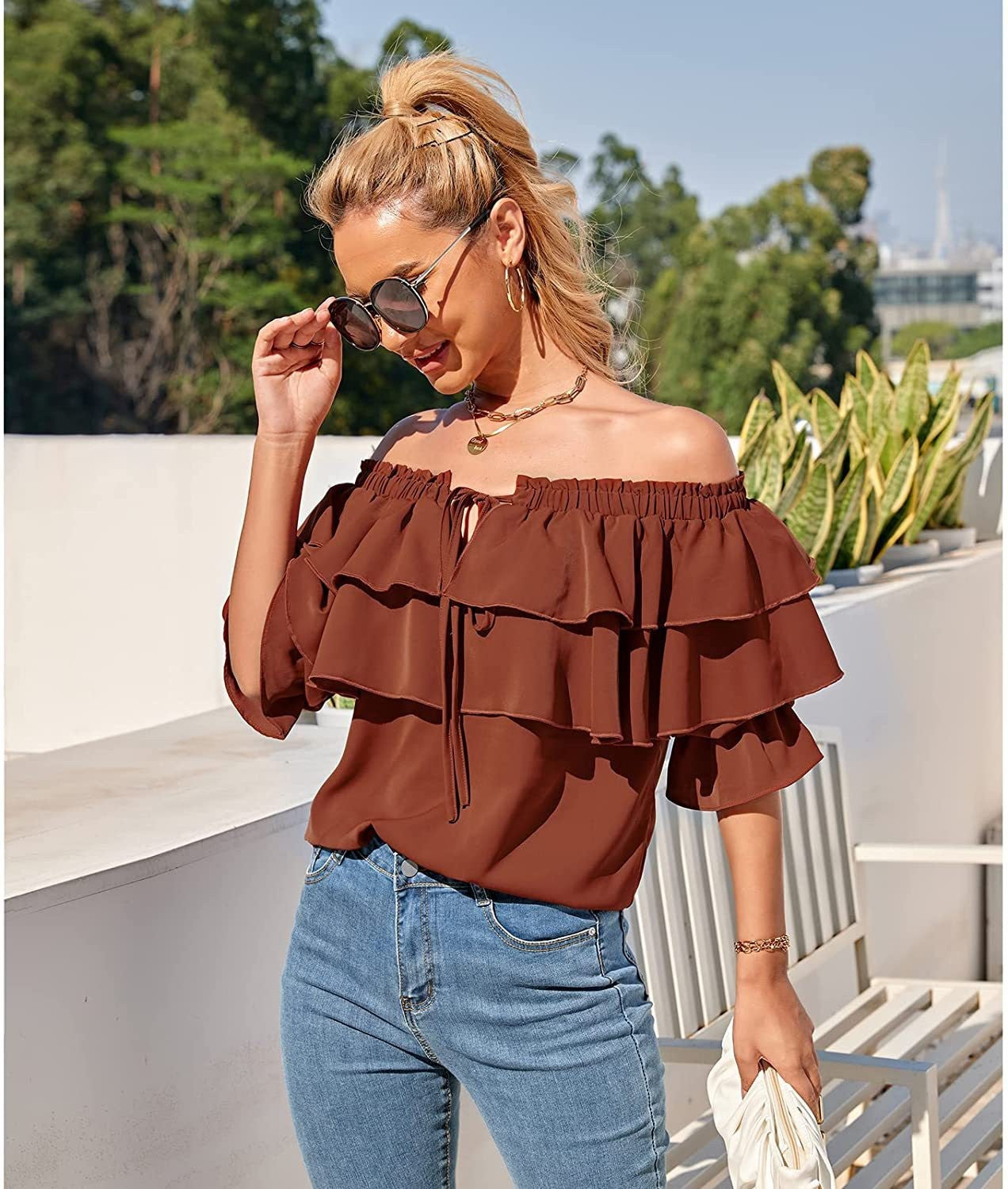 Women's Summer Pleated Long-sleeved Shirt Casual Layered Blouses