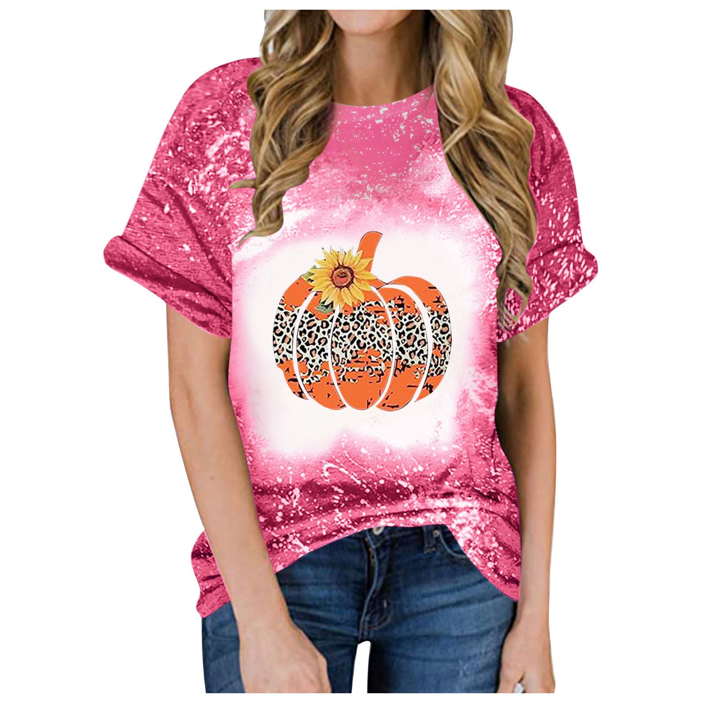 Women's Summer Halloween Pumpkin Printed Short-sleeved T-shirt Blouses