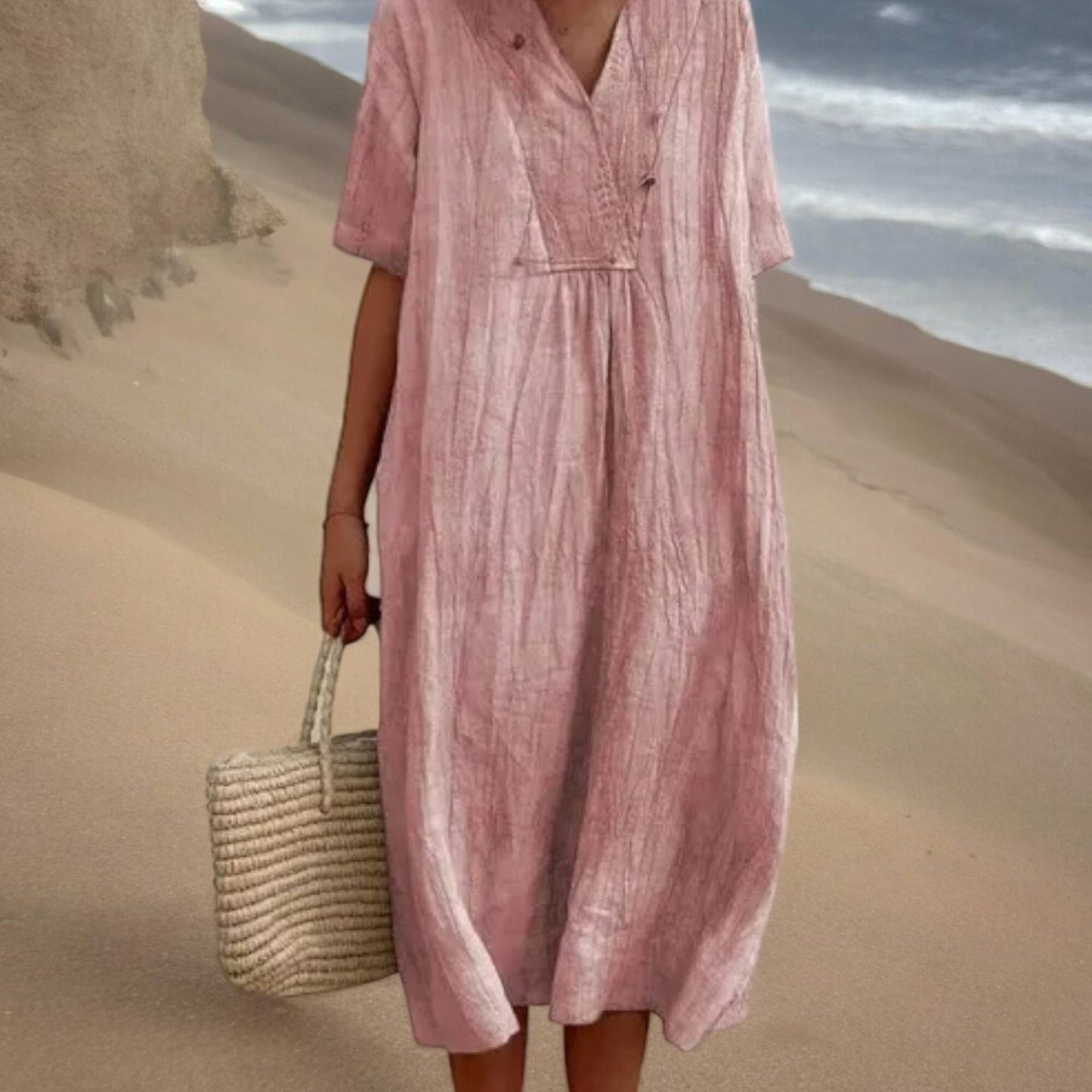 Women's Versatile Casual Solid Color Cotton Linen Dresses