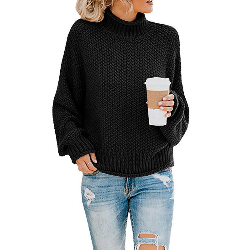 Women's Turtleneck Loose Solid Color Commuting Wear Sweaters