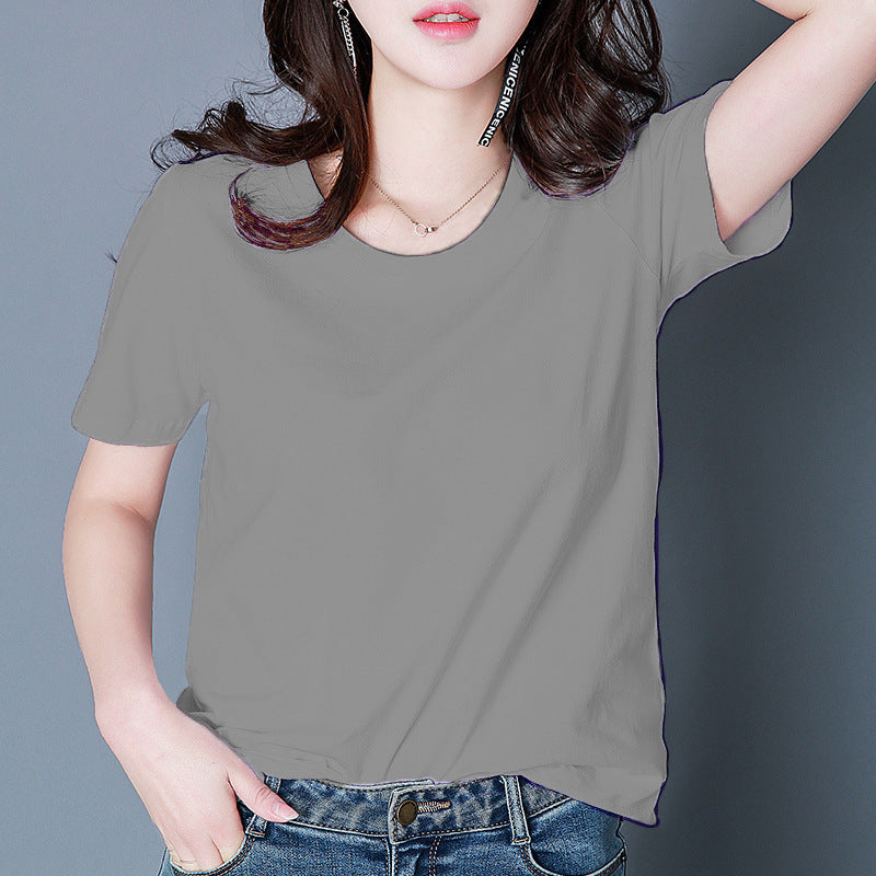 Women's Summer Korean Style White Short-sleeved T-shirt Base Blouses