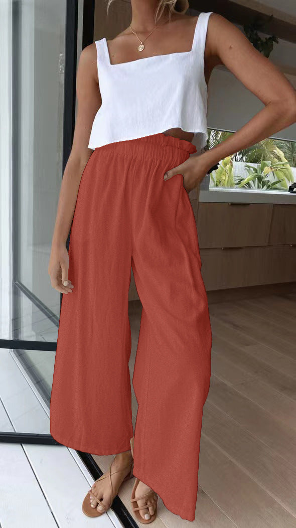 Women's High Waist Wide Leg Loose Mopping Pants