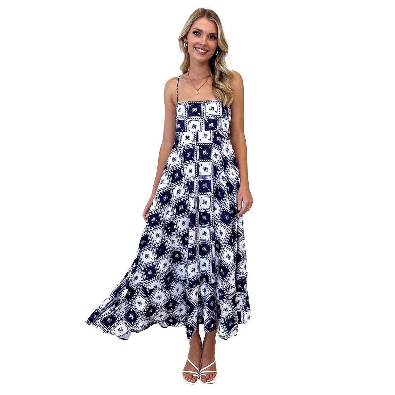 Women's Fresh Floral Strap Dress Slim Fit Dresses