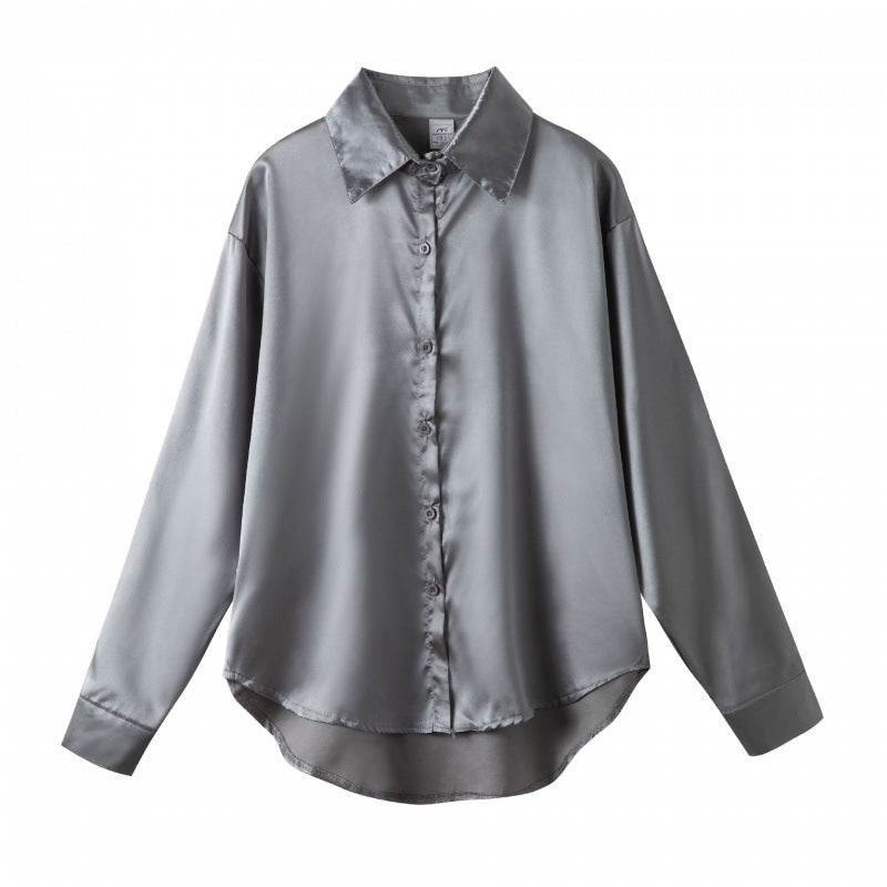 Women's Satin Shirt Minority Retro Style Design Blouses